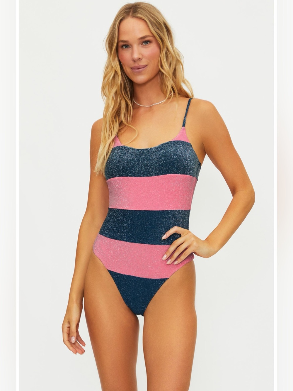 Beach Riot Calista Metallic One-Piece Swimsuit Seashell Shine 34198